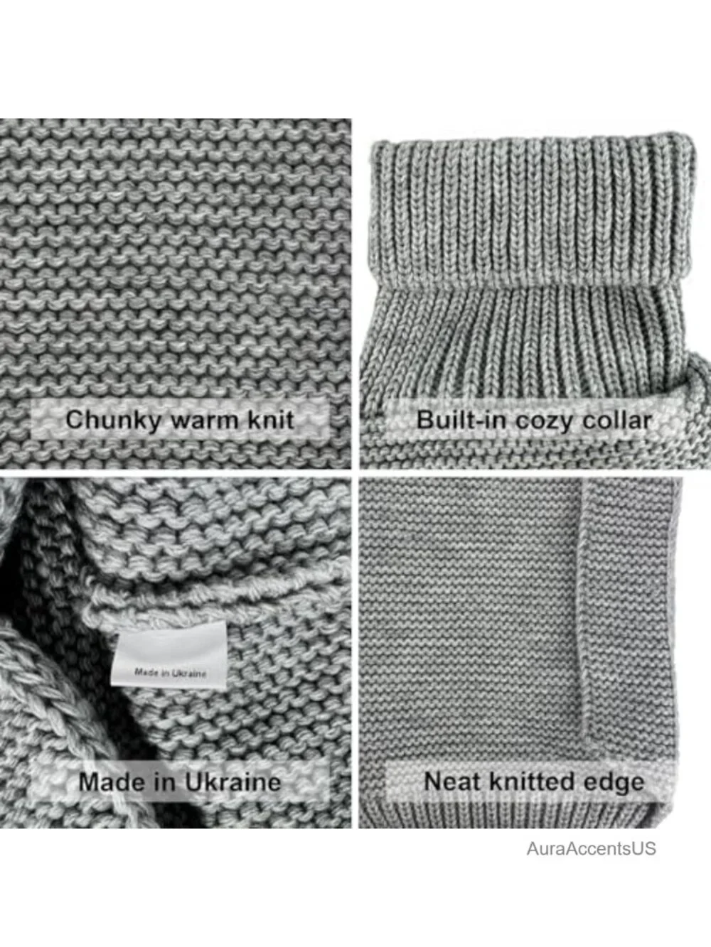 Knit Hooded Scarf for Women Wool Balaclava Detachable Neck Gaiter Hat Scarf